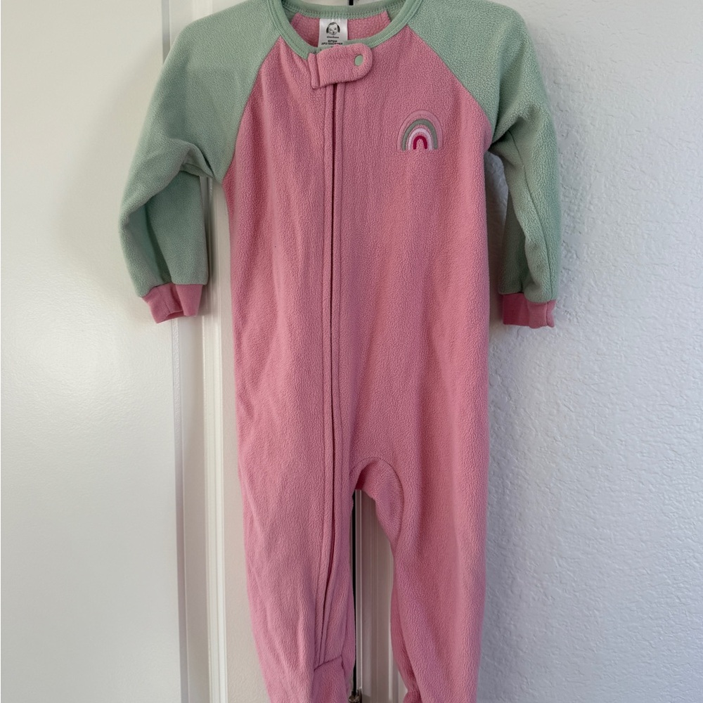 Gerber Pink and Green Footed Fleece Pajamas